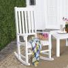 imageGiantex Rocking Chair Acacia Wood Frame Outdooramp Indoor for Garden Lawn Balcony Backyard and Patio Porch Rocker 1 BlackWhite