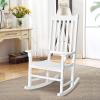 imageGiantex Rocking Chair Acacia Wood Frame Outdooramp Indoor for Garden Lawn Balcony Backyard and Patio Porch Rocker 1 BlackWhite