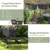 imageGiantex Rolling Raised Garden Bed w 7 Planter Boxes Storage Baskets Drainage Holes 4 Lockable Casters 3Tier Freestanding Elevated Planter for Strawberry Vegetable Flower Herb