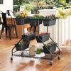 imageGiantex Rolling Raised Garden Bed w 7 Planter Boxes Storage Baskets Drainage Holes 4 Lockable Casters 3Tier Freestanding Elevated Planter for Strawberry Vegetable Flower Herb
