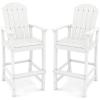 imageGiantex Set of 2 HDPE Outdoor Bar Stools All Weather Tall Adirondack Chair with Armrest Footrest Load 360Lbs Counter Height Bar Stool for Patio Garden Yard Indoor Or Outdoor Use TurquoiseWhite