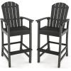 imageGiantex Set of 2 HDPE Outdoor Bar Stools All Weather Tall Adirondack Chair with Armrest Footrest Load 360Lbs Counter Height Bar Stool for Patio Garden Yard Indoor Or Outdoor Use TurquoiseBlack