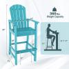 imageGiantex Set of 2 HDPE Outdoor Bar Stools All Weather Tall Adirondack Chair with Armrest Footrest Load 360Lbs Counter Height Bar Stool for Patio Garden Yard Indoor Or Outdoor Use TurquoiseTurquoise