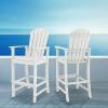 imageGiantex Set of 2 HDPE Outdoor Bar Stools All Weather Tall Adirondack Chair with Armrest Footrest Load 360Lbs Counter Height Bar Stool for Patio Garden Yard Indoor Or Outdoor Use TurquoiseWhite