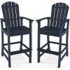 imageGiantex Set of 2 HDPE Outdoor Bar Stools All Weather Tall Adirondack Chair with Armrest Footrest Load 360Lbs Counter Height Bar Stool for Patio Garden Yard Indoor Or Outdoor Use TurquoiseNavy