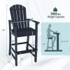 imageGiantex Set of 2 HDPE Outdoor Bar Stools All Weather Tall Adirondack Chair with Armrest Footrest Load 360Lbs Counter Height Bar Stool for Patio Garden Yard Indoor Or Outdoor Use TurquoiseNavy