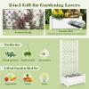 imageGiantex Set of 2 Raised Garden Bed with Trellis 59 SelfWatering Planter Box with Water Level Indicator amp Removable Space Dividers High Trellis for Climbing Vine Plant Hanging Indoor Outdoor UseGreyish White