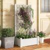 imageGiantex Set of 2 Raised Garden Bed with Trellis 59 SelfWatering Planter Box with Water Level Indicator amp Removable Space Dividers High Trellis for Climbing Vine Plant Hanging Indoor Outdoor UseGreyish White
