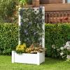 imageGiantex Set of 2 Raised Garden Bed with Trellis 59 SelfWatering Planter Box with Water Level Indicator amp Removable Space Dividers High Trellis for Climbing Vine Plant Hanging Indoor Outdoor UseGreyish White
