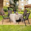imageGiantex Set of 4 Patio Chairs Stackable Outdoor Dining Chairs 330 LBS Capacity All Weather Resistant Heavy Duty Rustproof Metal Armchairs Lawn Chairs for Front Porch Yard Pool GardenBrown