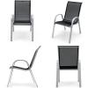 imageGiantex Set of 4 Patio Chairs Stackable Outdoor Dining Chairs 330 LBS Capacity All Weather Resistant Heavy Duty Rustproof Metal Armchairs Lawn Chairs for Front Porch Yard Pool GardenBlack