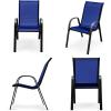 imageGiantex Set of 4 Patio Chairs Stackable Outdoor Dining Chairs 330 LBS Capacity All Weather Resistant Heavy Duty Rustproof Metal Armchairs Lawn Chairs for Front Porch Yard Pool GardenBlue