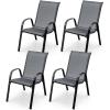 imageGiantex Set of 4 Patio Chairs Stackable Outdoor Dining Chairs 330 LBS Capacity All Weather Resistant Heavy Duty Rustproof Metal Armchairs Lawn Chairs for Front Porch Yard Pool GardenGrey