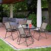 imageGiantex Set of 4 Patio Folding Sling Chairs Steel Camping Deck Garden Pool Backyard Chairs