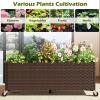 imageGiantex Wicker Raised Garden Bed with Wheels 38x12x14 Rectangular Garden Planter Box wPE Rattan Liner Fabric Wicker Patio Elevated Raised Bed for Vegetable Flower Herb Porch Balcony1