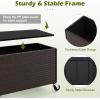 imageGiantex Wicker Raised Garden Bed with Wheels 38x12x14 Rectangular Garden Planter Box wPE Rattan Liner Fabric Wicker Patio Elevated Raised Bed for Vegetable Flower Herb Porch Balcony2