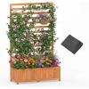 imageGiantex Wood Raised Garden Bed with Trellis Outdoor Planter Box wOpenEnded Base for Climbing Plants 18 Planting Depth Freestanding Privacy Planters Trellis Planter for Patio Backyard1