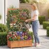 imageGiantex Wood Raised Garden Bed with Trellis Outdoor Planter Box wOpenEnded Base for Climbing Plants 18 Planting Depth Freestanding Privacy Planters Trellis Planter for Patio Backyard2
