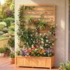 imageGiantex Wood Raised Garden Bed with Trellis Outdoor Planter Box wOpenEnded Base for Climbing Plants 18 Planting Depth Freestanding Privacy Planters Trellis Planter for Patio Backyard2