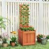 imageGiantex Wood Raised Garden Bed with Trellis Outdoor Planter Box wOpenEnded Base for Climbing Plants 18 Planting Depth Freestanding Privacy Planters Trellis Planter for Patio Backyard1
