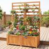 imageGiantex Wood Raised Garden Bed with Trellis Outdoor Planter Box wOpenEnded Base for Climbing Plants 18 Planting Depth Freestanding Privacy Planters Trellis Planter for Patio Backyard1