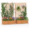 imageGiantex Wood Raised Garden Bed with Trellis Outdoor Planter Box wOpenEnded Base for Climbing Plants 18 Planting Depth Freestanding Privacy Planters Trellis Planter for Patio Backyard2