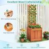 imageGiantex Wood Raised Garden Bed with Trellis Outdoor Planter Box wOpenEnded Base for Climbing Plants 18 Planting Depth Freestanding Privacy Planters Trellis Planter for Patio Backyard1