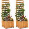 imageGiantex Wood Raised Garden Bed with Trellis Outdoor Planter Box wOpenEnded Base for Climbing Plants 18 Planting Depth Freestanding Privacy Planters Trellis Planter for Patio Backyard2