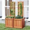 imageGiantex Wood Raised Garden Bed with Trellis Outdoor Planter Box wOpenEnded Base for Climbing Plants 18 Planting Depth Freestanding Privacy Planters Trellis Planter for Patio Backyard2