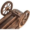 imageGiantex Wood Wagon Flower Planter Pot Stand WWheels Home Garden Outdoor DecorBrown