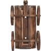 imageGiantex Wood Wagon Flower Planter Pot Stand WWheels Home Garden Outdoor DecorBrown