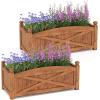 imageGiantex Wooden Raised Garden Bed w 5 Drainage Holes Elevated Rectangular Outdoor Planter Box for Flowers Herbs Vegetables Wood Gardening Container for Patio Garden Yard Balcony 36 x 16 x 152