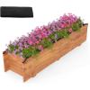 imageGiantex Wooden Raised Garden Bed w 5 Drainage Holes Elevated Rectangular Outdoor Planter Box for Flowers Herbs Vegetables Wood Gardening Container for Patio Garden Yard Balcony 36 x 16 x 151