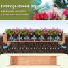 imageGiantex Wooden Raised Garden Bed w 5 Drainage Holes Elevated Rectangular Outdoor Planter Box for Flowers Herbs Vegetables Wood Gardening Container for Patio Garden Yard Balcony 36 x 16 x 152