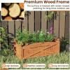 imageGiantex Wooden Raised Garden Bed w 5 Drainage Holes Elevated Rectangular Outdoor Planter Box for Flowers Herbs Vegetables Wood Gardening Container for Patio Garden Yard Balcony 36 x 16 x 152