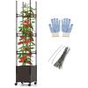 imageGiantex   Raised Garden Bed Planter Box with Trellis 87 Tomato Planter for Climbing Vegetables Flowers Vine Plant SelfWatering Tomato Cage with Wheels for Garden Patio Outdoor amp IndoorBrown