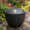 imageGiantex 18 Round Outdoor Water Fountain with 6 LED Lights Stone Gray Resin Sphere Waterfall Feature with Adjustable Pump Lighted Bubbling Fountain for Garden Patio Porch Decor 18 Dia x 95 H175 Dia X 14 H