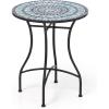 imageGiantex 24 Inch Patio Bistro Table Mosaic Round Table wCeramic Tile Tabletop HeavyDuty Metal Structure Outdoor Dining Table for Backyard Garden Porch Blue amp Black Sun PatternBlue  Black Sun Pattern