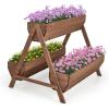 imageGiantex 3Tier Vertical Raised Garden Bed Wood Elevated Planter Box with Legs Storage Shelf Liners for Growing Vegetables Herbs Flowers Indoor Outdoor Freestanding Raised Bed for Patio Natural44x36x 35