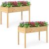 imageGiantex 65 Wooden Raised Garden Bed wTrellis on Wheels Mobile Elevated Planter Box wLegs Liner amp Drainage Holes for Climbing Plant Vegetable Herb Flower Outdoor Garden Box Backyard Balcony2