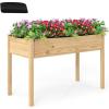 imageGiantex 65 Wooden Raised Garden Bed wTrellis on Wheels Mobile Elevated Planter Box wLegs Liner amp Drainage Holes for Climbing Plant Vegetable Herb Flower Outdoor Garden Box Backyard Balcony1