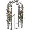 imageGiantex 84 Garden Arbor with Gate HeavyDuty Metal Arch Trellis for Climbing Plants Vines Roses Wedding Archway for Ceremony Pathway amp Outdoor Decoration Patio Pergola for Backyard Lawn45w X 84h