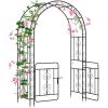 imageGiantex 84 Garden Arbor with Gate HeavyDuty Metal Arch Trellis for Climbing Plants Vines Roses Wedding Archway for Ceremony Pathway amp Outdoor Decoration Patio Pergola for Backyard Lawn54W x 84H