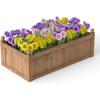 imageGiantex Acacia Wood Raised Garden Bed 44x23x16 Rectangular Planter Box wBlack Liner for Growing Vegetable Flower Herb Fruit Easy Assembly Outdoor Planting Bed for Backyard Garden LawnLight Brown