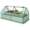 imageGiantex Galvanized Steel Raised Garden Bed with Mini Greenhouse Outdoor Metal Planter Box Kit with Large Rollup PVC Cover 71x 355x 36 Planter Raised Bed for Growing Flower Herb Vegetable FruitGreen  Silver