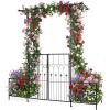 imageGiantex Garden Arbor with Gate and Planter 79 W x 81 H Metal Arch Trellis with Double Doors Outdoor Archway for Climbing Plants Weddings Backyard Patio Lawn Ceremony Party Decoration79W x 81H