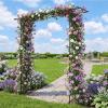 imageGiantex Garden Arbor with Gate and Planter 79 W x 81 H Metal Arch Trellis with Double Doors Outdoor Archway for Climbing Plants Weddings Backyard Patio Lawn Ceremony Party Decoration81W x 85H