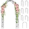 imageGiantex Metal Garden Arbor 75 FT Heavy Duty Arch Trellis for Climbing Plants Decorative Outdoor Garden Archway with Pointed Legs Wedding Arbor for Party Backyard Lawn Ceremony Decoration59W x 99H