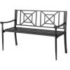 imageGiantex Metal Outdoor Bench with Backrest Curved Armrests NonSlip Foot Pads Slatted Seat for 23 Persons Load 660lbs Loveseat Patio Bench for Garden Yard Poolside Lawn Porch Park BlackBlack
