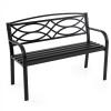 imageGiantex Outdoor Bench 455 Patio Garden Bench with Backrest Curved Armrests HeavyDuty Metal Frame Slatted Seat Outside Patio Seating Furniture for Backyard Poolside Porch Park